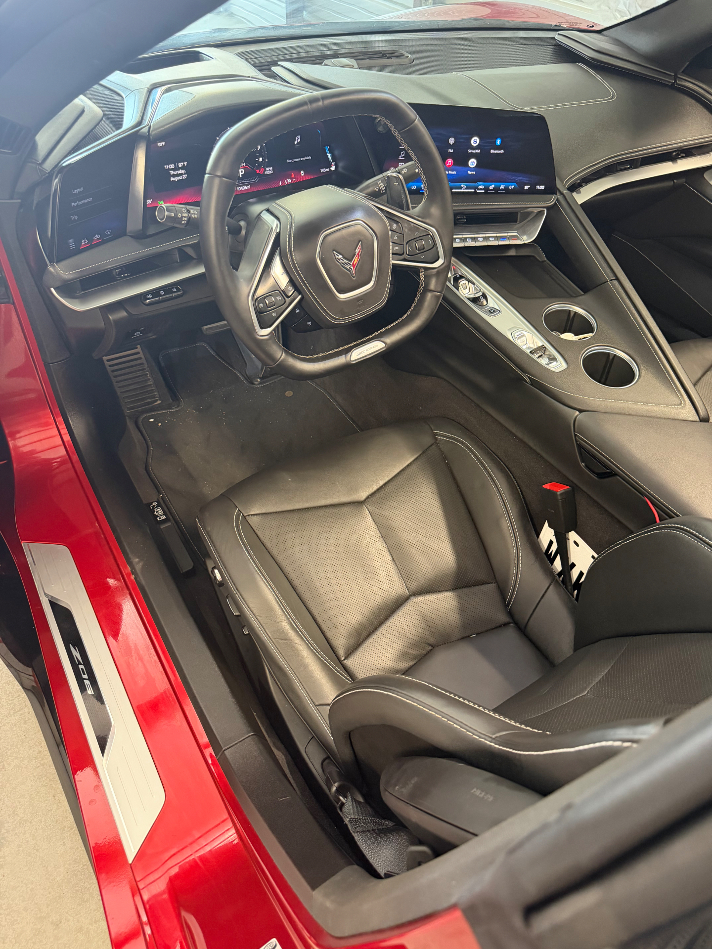 Corvette Z06 cockpit with black leather seats